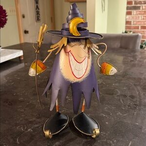 Metal Witch Figurine with Moon Hat